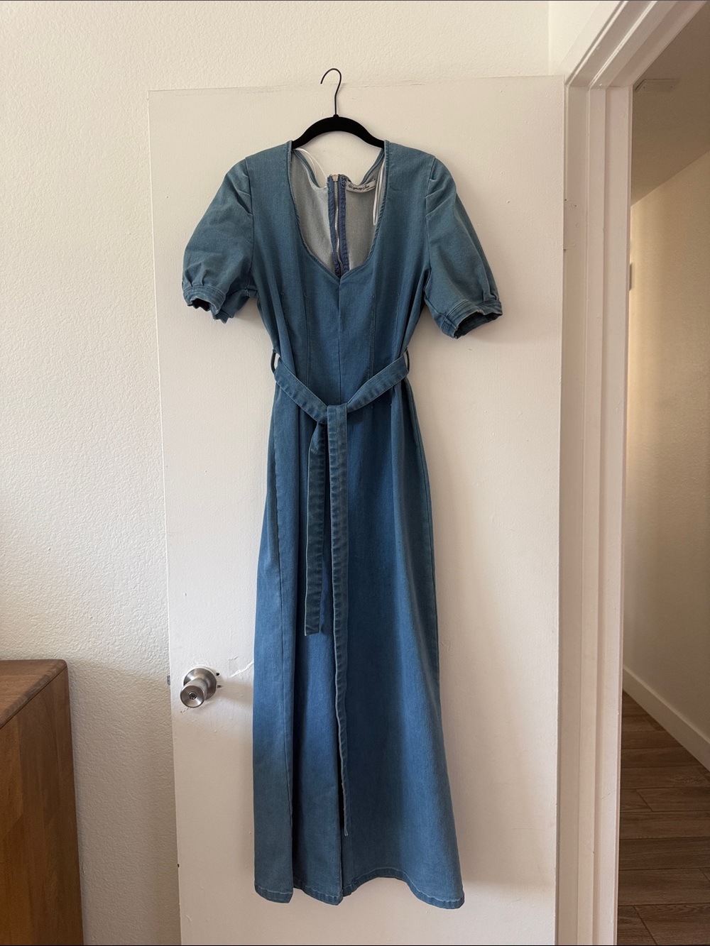 Blue Denim Jumpsuit with Belt